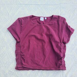 Aritzia TnaChill Malibu Cropped T-shirt  - Burgundy Red - Size Small